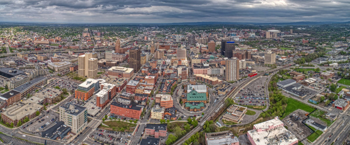 Aerial View of Syracuse, New York on a Cloudy Day Aerial View of Syracuse, New York on a Cloudy Day